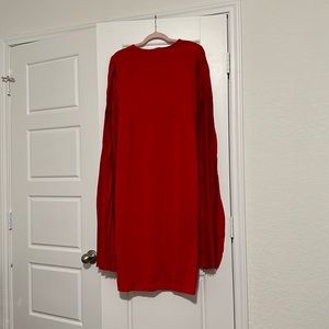 Red Tunic Dress with pleated cape sleeve